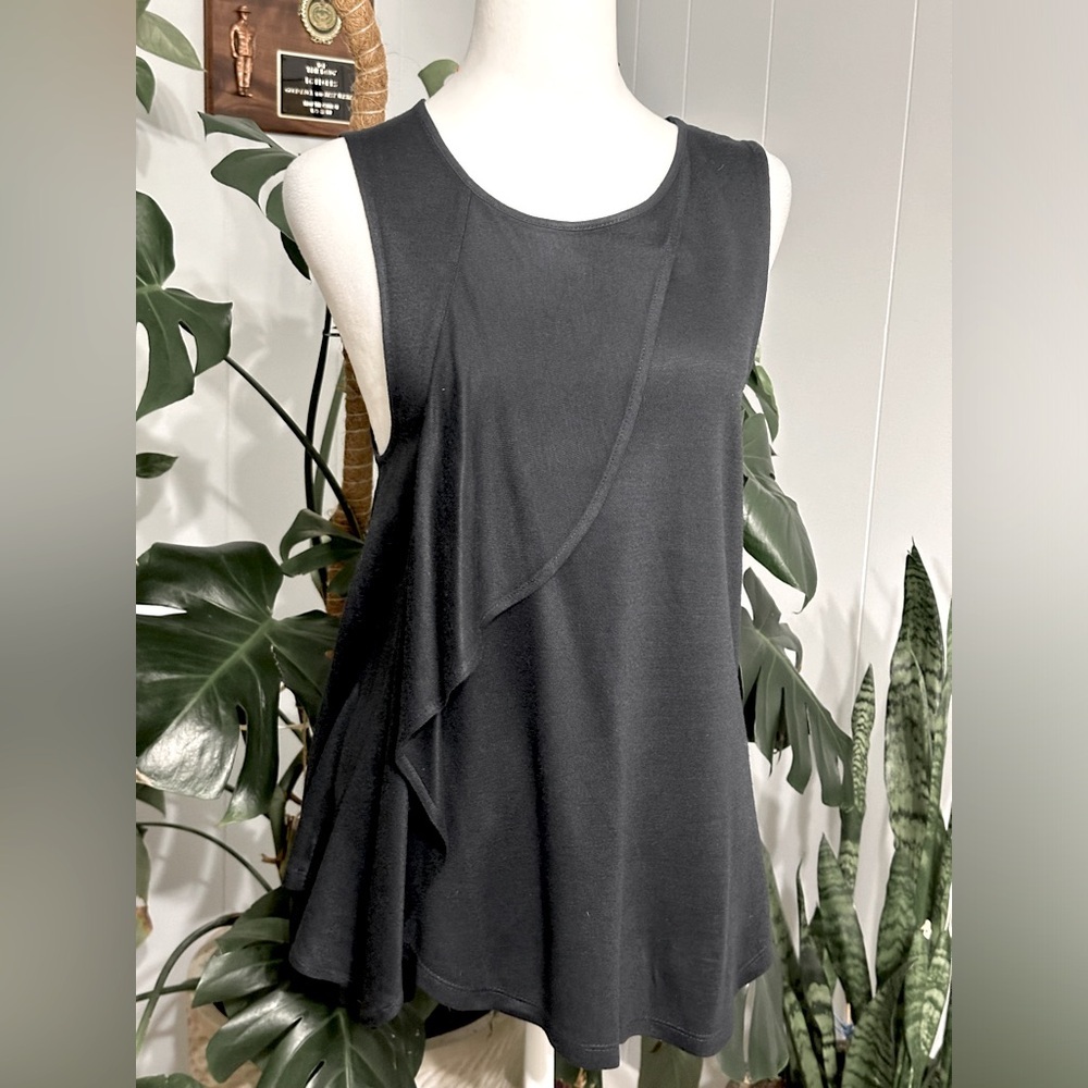 🛍️Banana Republic Black ruffle sleeveless top size TP/XS excellent condition.